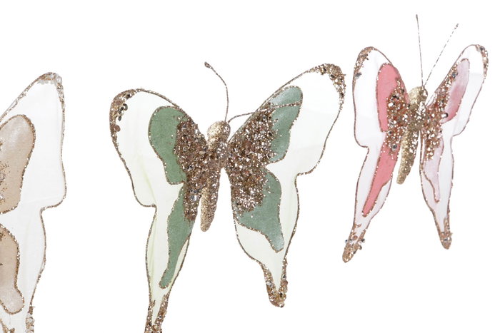 DKD Home Decor Decoración Colgante de Mariposa Multicolor en Poliéster