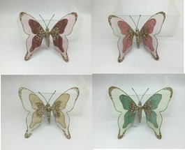 DKD Home Decor Decoración Colgante de Mariposa Multicolor en Poliéster