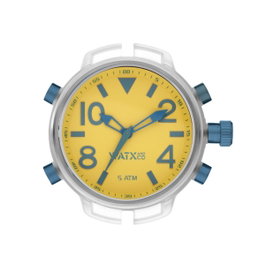 Watxandco RWA3747 Reloj Unisex Transparente con Esfera Amarilla