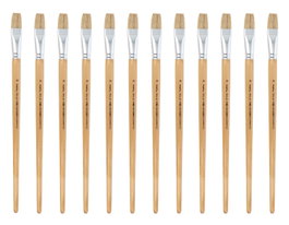 Innspiro Caja de 12 pinceles de cerda natural plano mango largo nº20