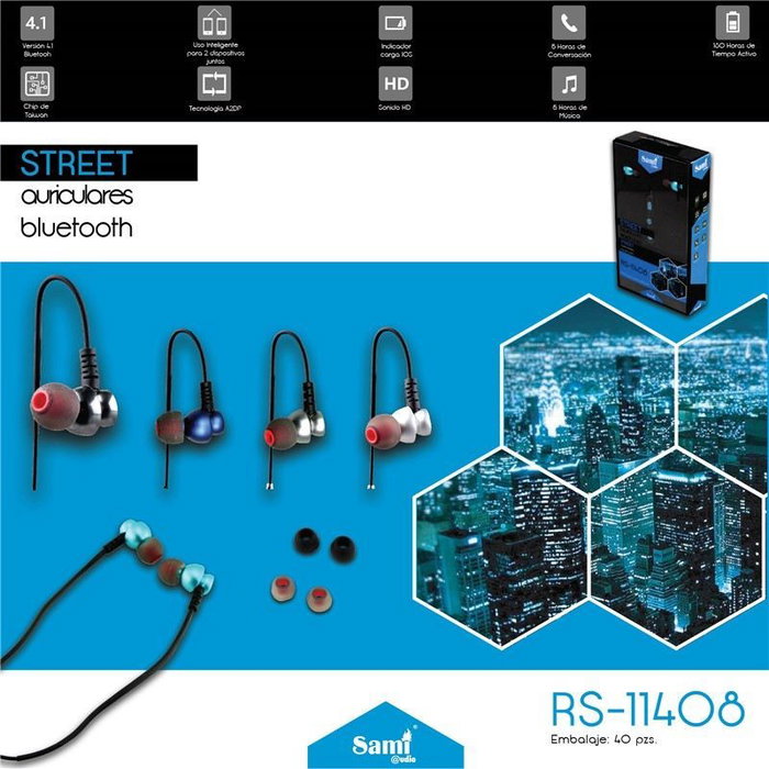 SAMI Street Auriculares Inalámbricos Bluetooth con Cancelación de Ruido, Diadema Ajustable y Almohadillas de Espuma Viscoelástica, Plata