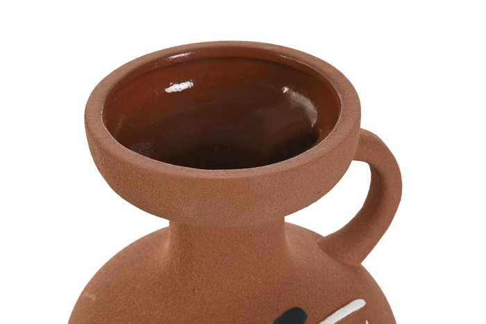 DKD Home Decor Jarrón de Cerámica Cara Terracota y Multicolor