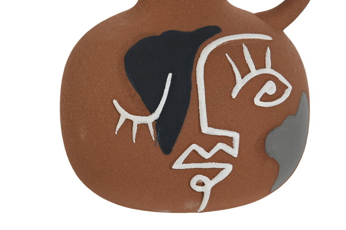 DKD Home Decor Jarrón de Cerámica Cara Terracota y Multicolor