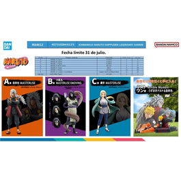 Banpresto Ichiban Kuji Naruto Shippuden Figuras Maestlizadas: Jiraiya, Orochimaru, Tsunade, Naruto - Lote de Premios