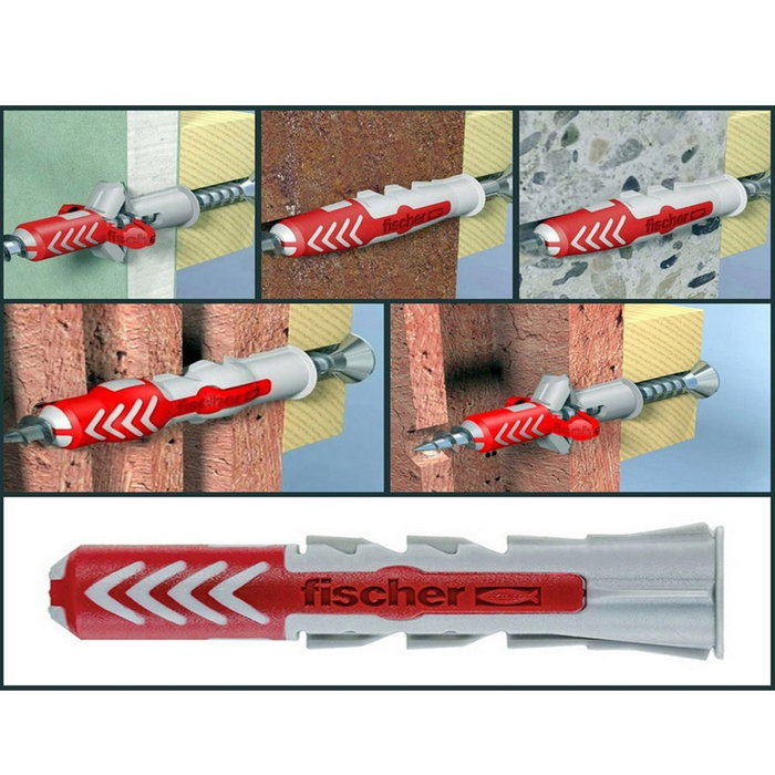 FISCHER Taco SX Plus Duopower 6x30 mm, Caja de 100 Unidades, Expansión 4 Direcciones para Hormigón y Ladrillo, Ref. 454.1301