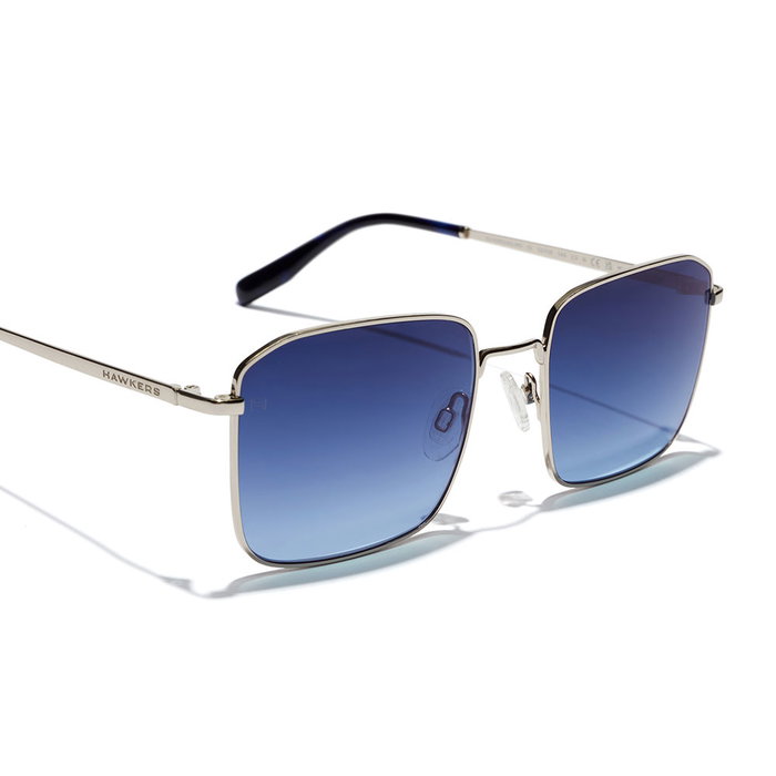 Hawkers IRIS Gafas de Sol Unisex - Silver Blue Denim - Marco Metálico Cuadrado, Lente 47 mm