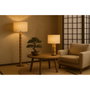 DKD Home Decor Lámpara de Pie de Bambú y Yute Marrón Natural 40x40x150 cm