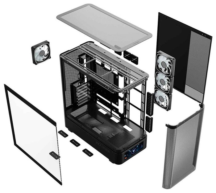 Modecom Volcano AQ500 ARGB Midi Tower Blanca/Negra con Pantalla LCD 6.2"