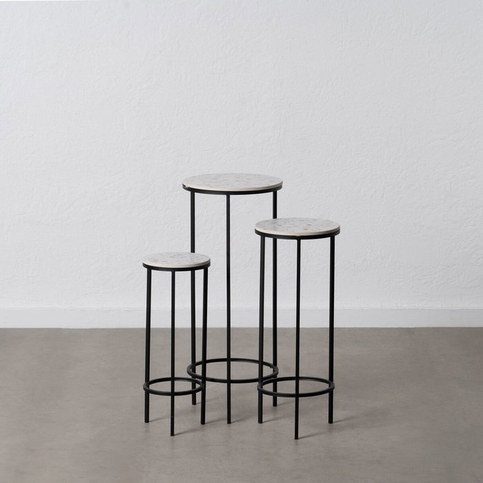 Juego de 3 mesas Negro Gris Hierro 30 x 30 x 71 cm (3 Unidades)