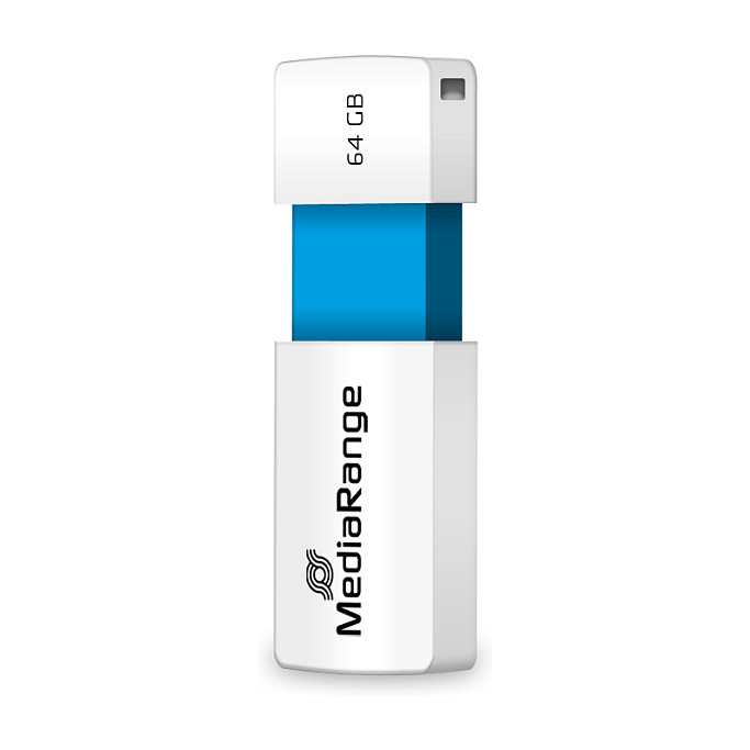 MEDIARANGE USB Stick MR974 64GB USB 2.0 Color Azul y Blanco, Forma Deslizante, 16 MB/s Lectura