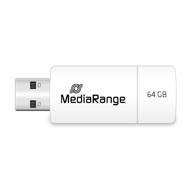 MEDIARANGE USB Stick MR974 64GB USB 2.0 Color Azul y Blanco, Forma Deslizante, 16 MB/s Lectura