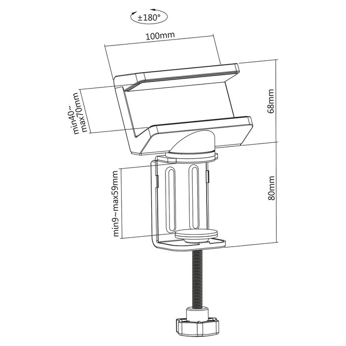 InLine 23193B Soporte para extensión de potencia con abrazadera de tornillo giratoria