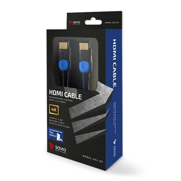 SAVIO Cable HDMI 2.0 High Speed + Ethernet 3m Negro-Azul