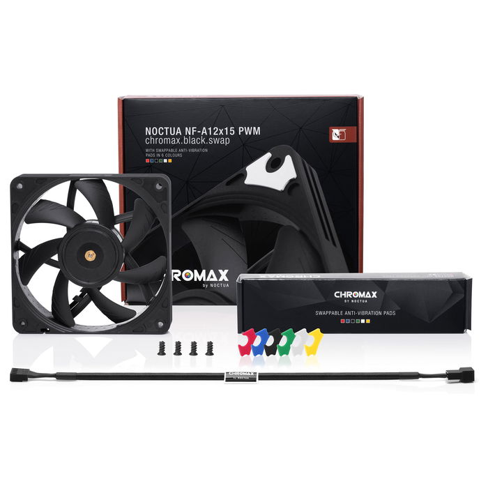 NOCTUA NF-A12x15 PWM chromax.black.swap Ventilador para PC de 120mm, Negro, 12 cm, 4 Pines, Flujo de Aire 94.2 m³/h