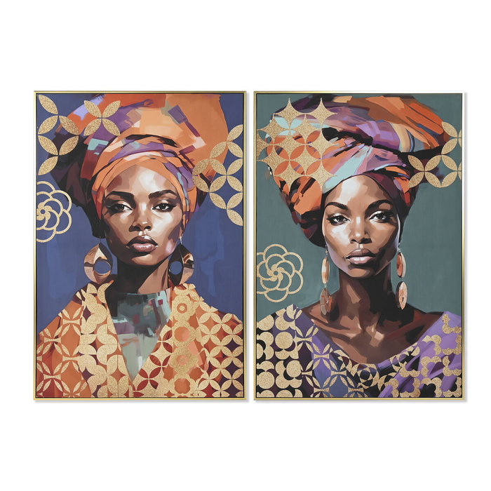 DKD Home Decor Cuadro Lienzo Africana Set de 2 (82x3,5x122 cm)