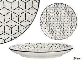 Vessia Plato Llano Griego Negro 24 cm Porcelana (Set de 24)