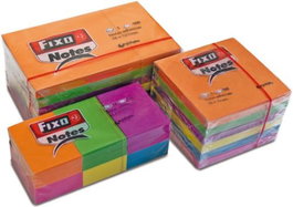 FIXO Pack de 6 blocs de notas adhesivas neón 76x76 mm surtidos