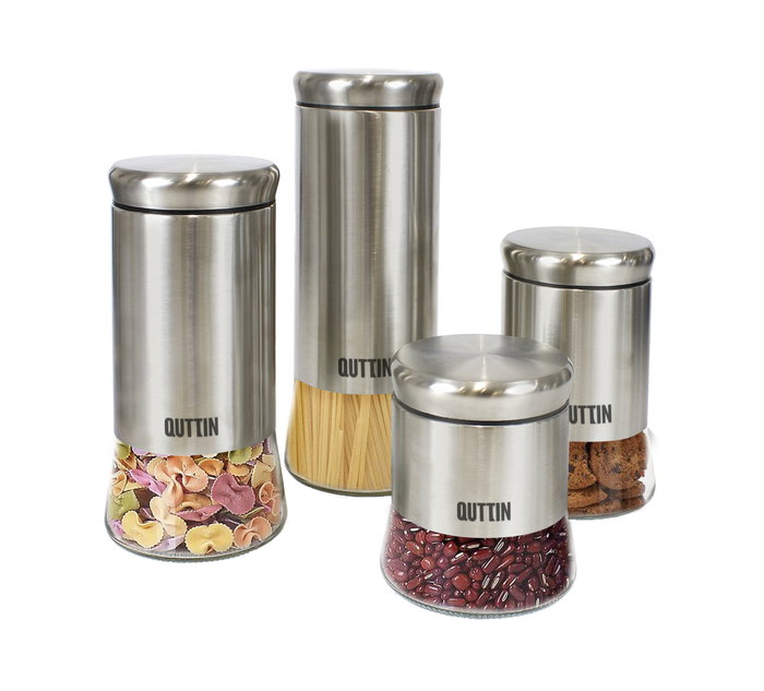 Quttin Tarro Vidrio/Acero 1700Ml 11.5x11.5x23.5 cm (12 Unidades)