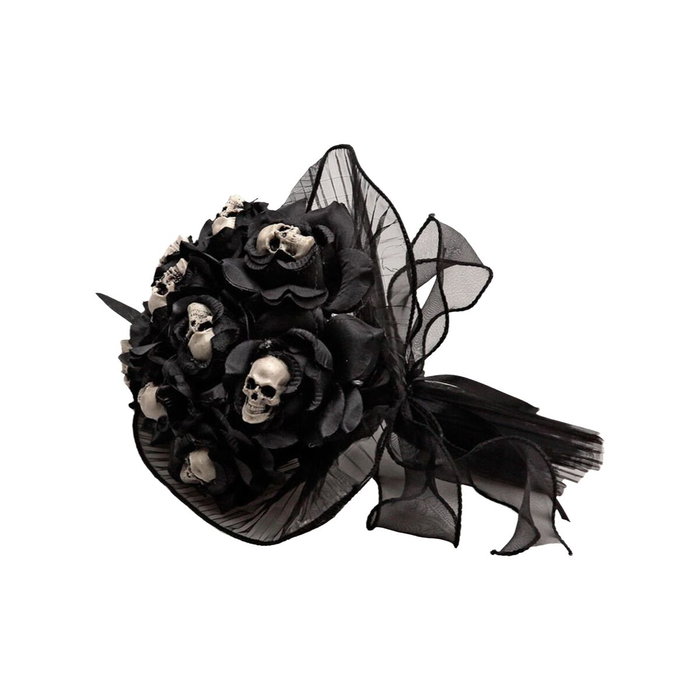 Ramo de Flores Negras con Calaveras de Halloween Ramo de Flores Negras con Calaveras de Halloween