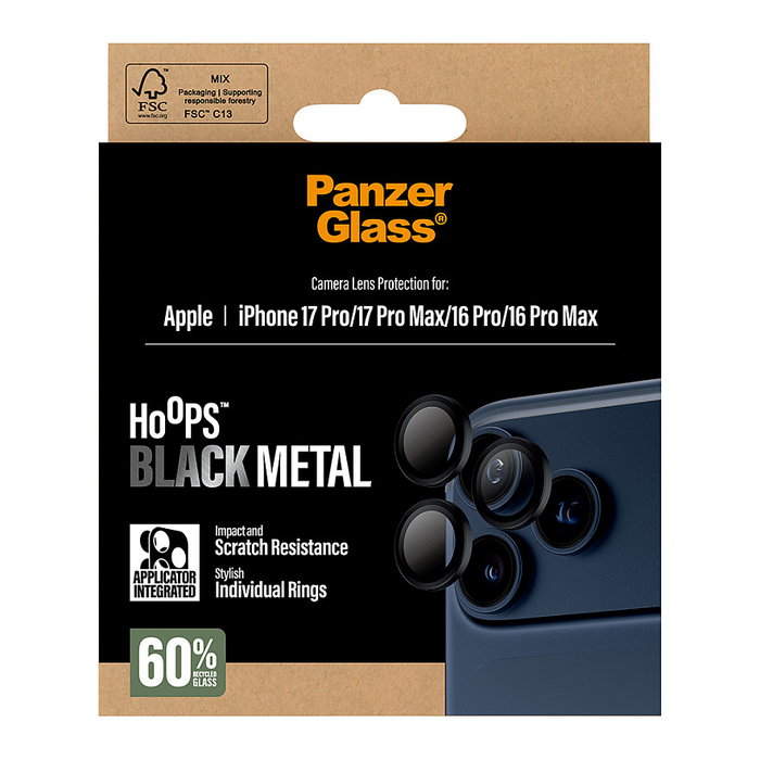 PanzerGlass Hoops Protector de Lente de Cámara Negro para iPhone 17 Pro, 17 Pro Max, 16 Pro, 16 Pro Max PanzerGlass Hoops Protector de Lente de Cámara Negro para iPhone 17 Pro, 17 Pro Max, 16 Pro, 16 Pro Max