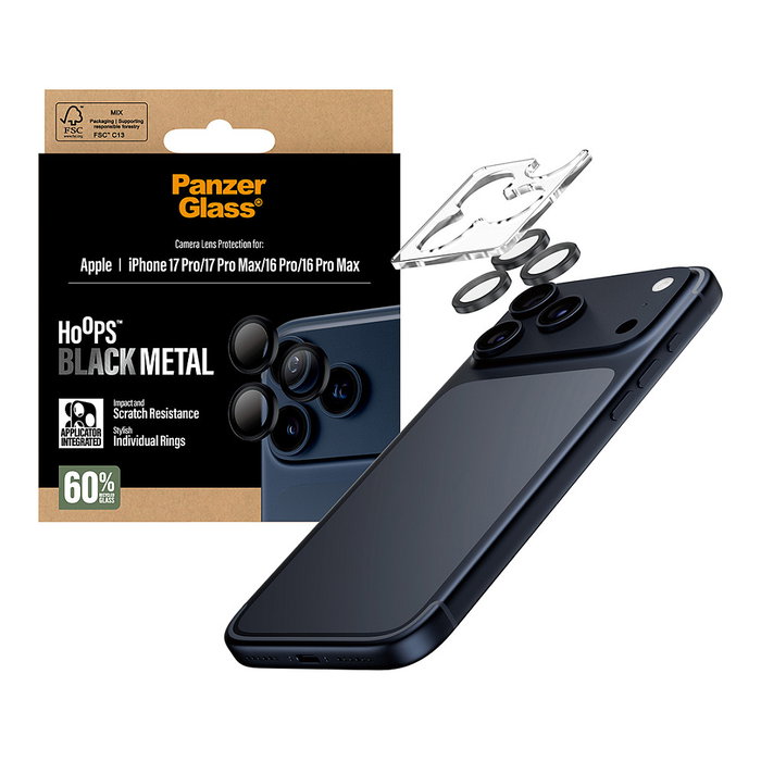 PanzerGlass Hoops Protector de Lente de Cámara Negro para iPhone 17 Pro, 17 Pro Max, 16 Pro, 16 Pro Max PanzerGlass Hoops Protector de Lente de Cámara Negro para iPhone 17 Pro, 17 Pro Max, 16 Pro, 16 Pro Max