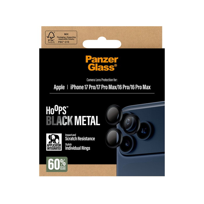 PanzerGlass Hoops Black para iPhone 17 Pro/Max y 16 Pro/Max