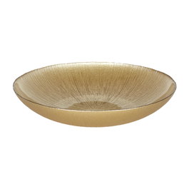 Home Deco Factory Ensaladera o Cuenco Vidrio Colección Mirage, Dorado, Diámetro 30 cm x 6 cm Alto, Apto para Microondas