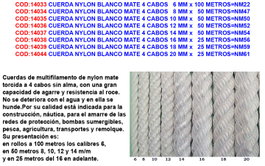 Cuerda Nylon Blanco Mate 4 Cabos 6 mm x 100 Metros NM22