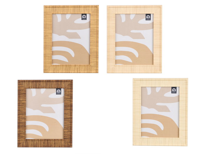 Giftdecor Portafoto Rayado 15x20 cm Surtido Plástico Madera MDF Vidrio Metal Beige Crema Marrón Plástico (Set de 24)