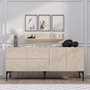 Hanah Home Stella - Consola Travertino 180cm x 55cm x 40cm con Estante de Pared