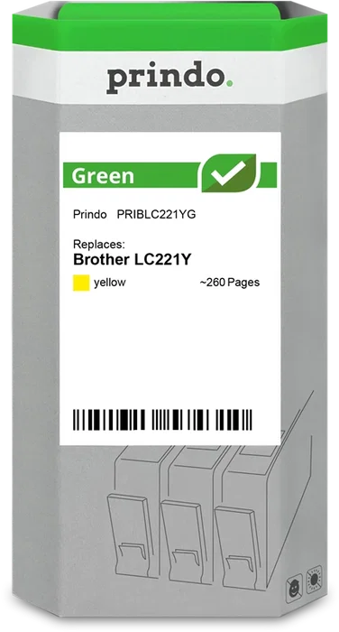 Prindo Green Cartucho de Tinta Amarillo Compatible con Brother LC221Y Prindo Green Cartucho de Tinta Amarillo Compatible con Brother LC221Y
