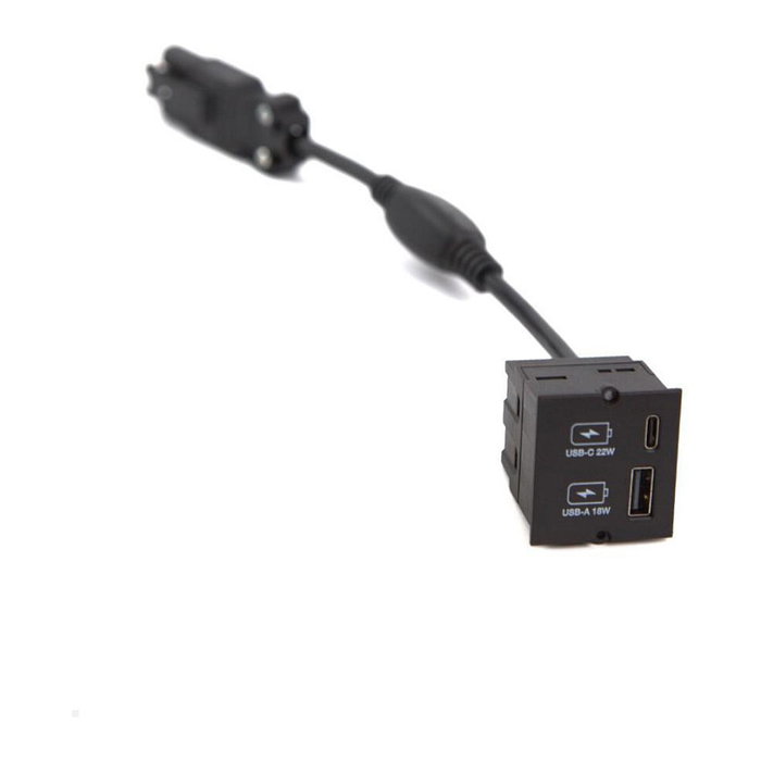 Bachmann 917.227 Cargador USB Módulo con 2 Puertos, Tipo A y Tipo C 22W, Quick Charge, Negro, IP20, 250V
