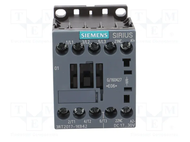 SIEMENS 3RT2017-1KB42 Contactor 3-polar 12A 24VDC