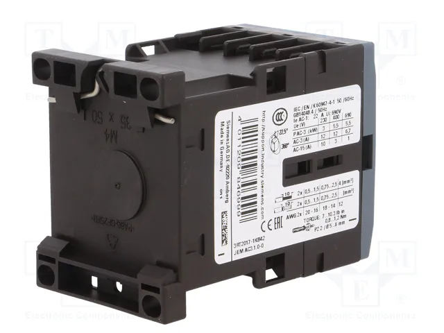 SIEMENS 3RT2017-1KB42 Contactor 3-polar 12A 24VDC
