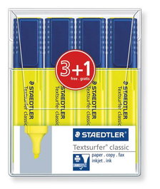 STAEDTLER Marcador Fluorescente Textsurfer Classic Amarillo Estuche de 4
