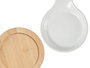 Vessia Bandeja Aperitivo con Cuchara de Cerámica y Base de Bambú, Blanca y Natural, 23.5x13x4 cm (Set de 24)