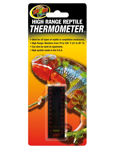 ZooMed Termómetro Analógico Precisión Europea, Movimiento Alemán, Rango -10°C a 50°C, Velcro para Limpieza, Control Temperatura Terrario