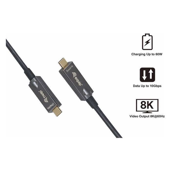 Equip 119468 Cable USB-C 3.2 Gen 2 a USB-C 10 m 8K HDR PD 60W Negro