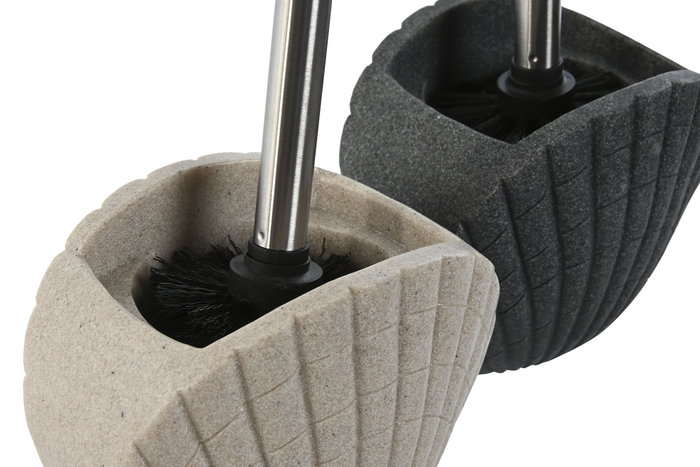 DKD Home Decor Escobillero de Resina e Inox, Pack de 2 unidades