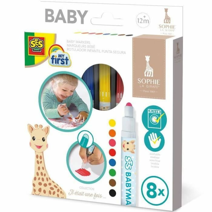 Ses Creative Sophie la Giraffe Caja de 8 rotuladores para bebé