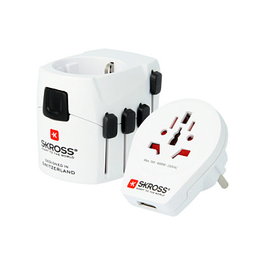 SKROSS Weltreiseadapter PRO World y USB 7A Blanco