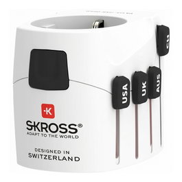 SKROSS Pro World & USB 7A Adaptador de Viaje Universal Blanco 1750W 1 Puerto USB