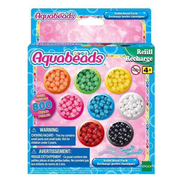 Aquabeads Pack Abalorios Sólidos 31517 con 800 Piezas en 8 Colores