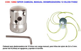 SIFER Cabezal Metal Manual Desbrozadora 12 Hilos TH002(0446)