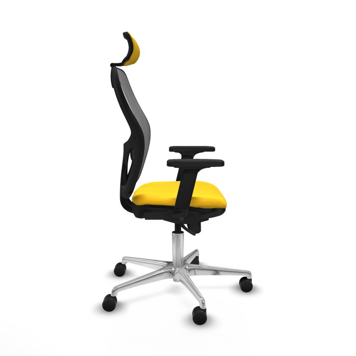 PIQUERAS Y CRESPO Silla de oficina Jorquera con mecanismo Sincro, Similpiel Amarillo y Malla Gris