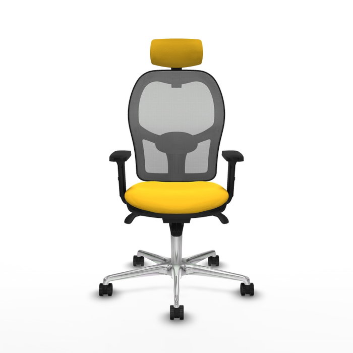 PIQUERAS Y CRESPO Silla de oficina Jorquera con mecanismo Sincro, Similpiel Amarillo y Malla Gris