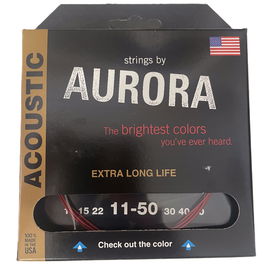 AURORA STRINGS 11-50 Cuerdas de Acústica Aurora Coated Phos Bronze/Silver Phos Bronze Made in USA