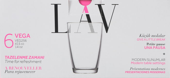 Lav Set 6 Vasos 415 cc Vega Ø8.6x12cm (8 Cajas)