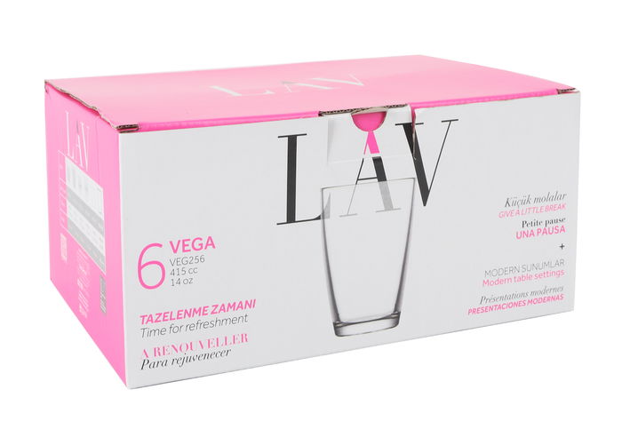 Lav Set 6 Vasos 415 cc Vega Ø8.6x12cm (8 Cajas)