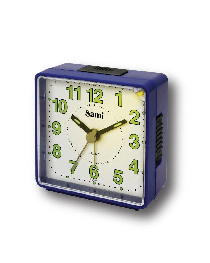 SAMI Despertador Mini Azul con Función de Luz, Sonido y Crescendo Silencioso